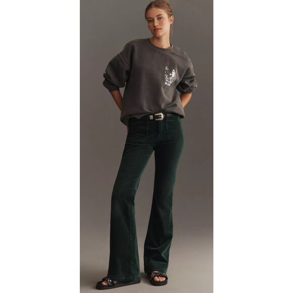 Pilcro Women’s The Icon Corduroy Flare Jeans Mid-Rise Edition Green 33 - Picture 1 of 14
